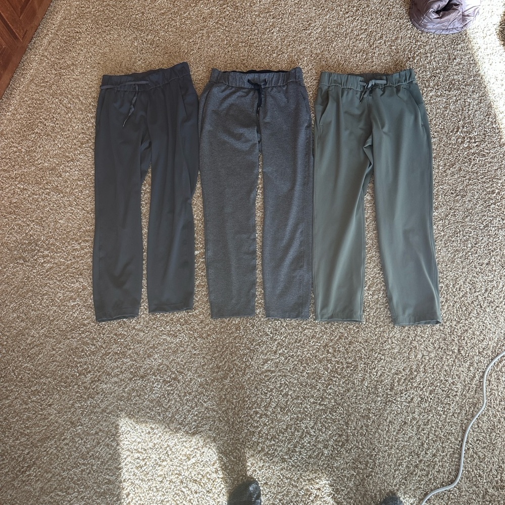 LULULEMON EUC  set of 3 On the fly pants 4. Worn 1x CLEAN